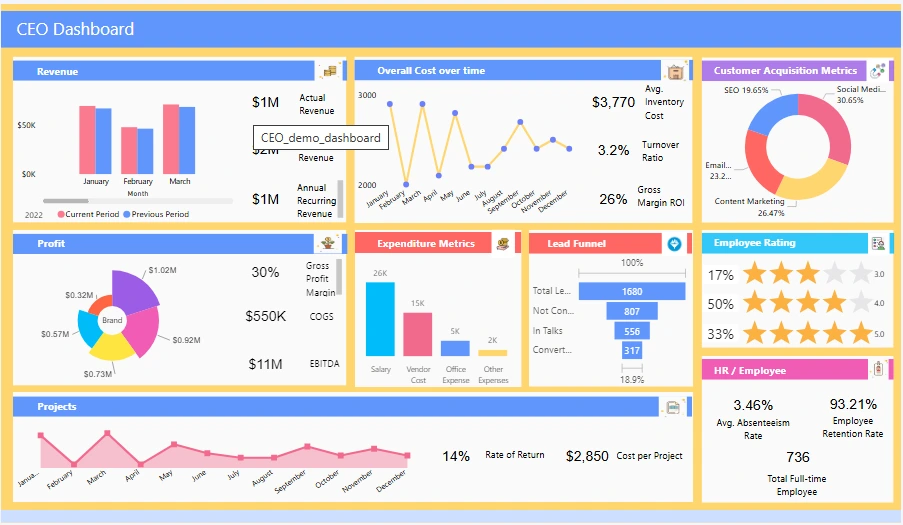 Business Intelligence Dashboards for CEO